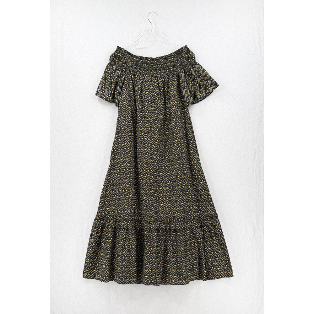 HYACINTH HOUSE Dress Small Black Floral Smocked Off The Shoulder Tuckernuck NEW - Picture 5 of 16